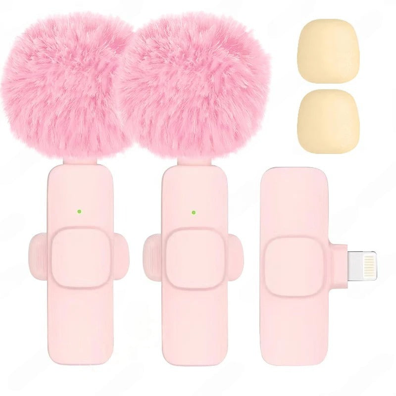 Kawaii pom-pom microphone with easy mute button and ultra-low latency wireless connection