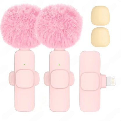 Kawaii pom-pom microphone with easy mute button and ultra-low latency wireless connection