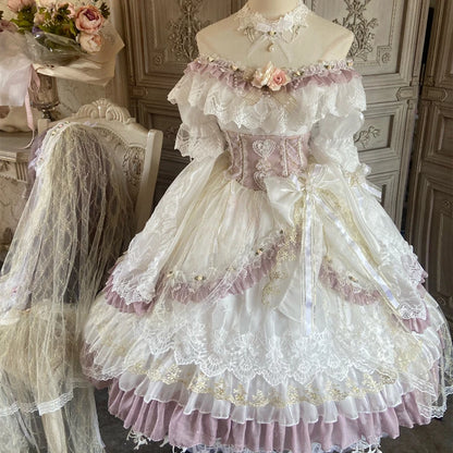 Kawaii porcelain lace dress with vintage tea party aesthetic