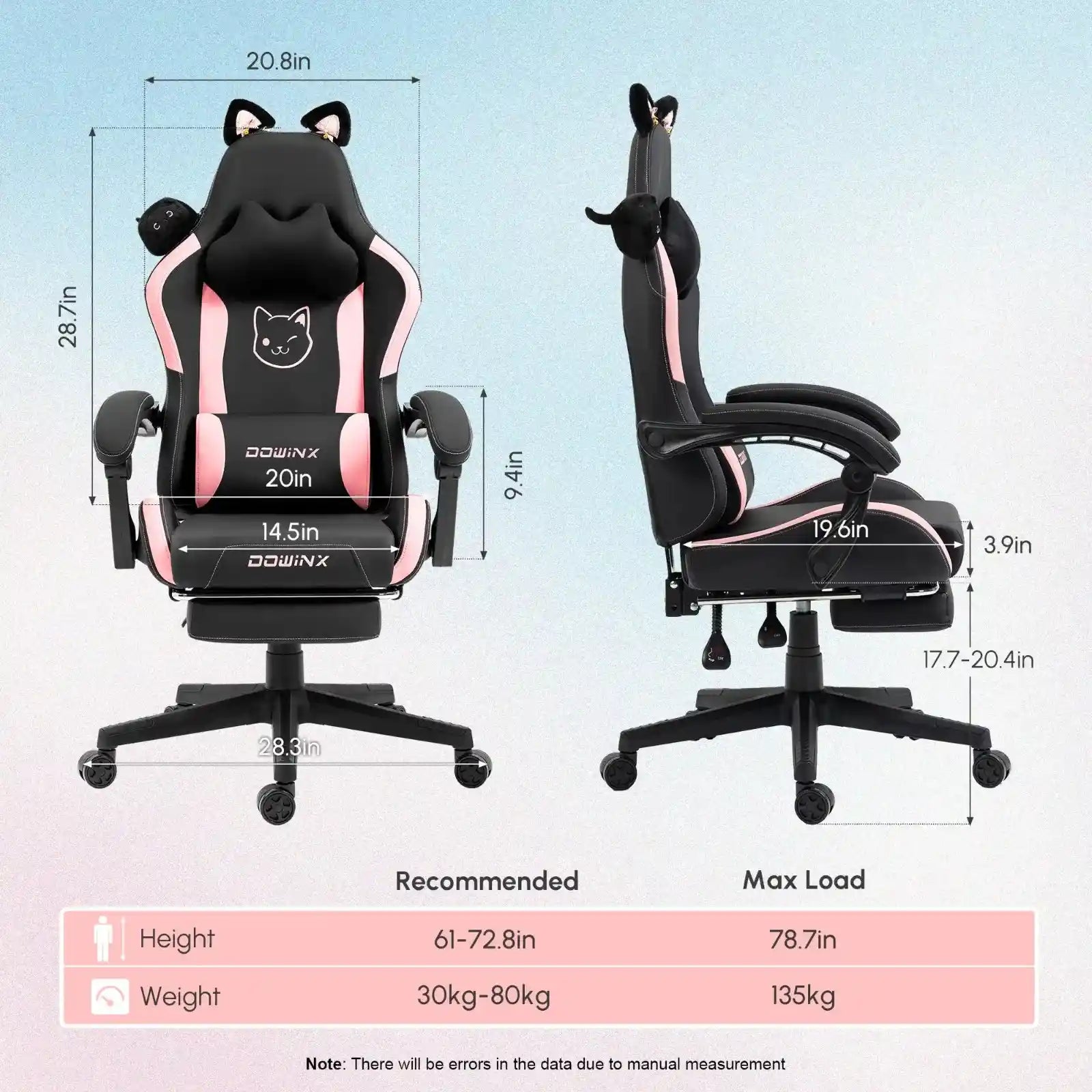Kawaii Princess Throne Gaming Chair Size Chart, ergonomic pastel chair measurements for kawaii DDLG setup