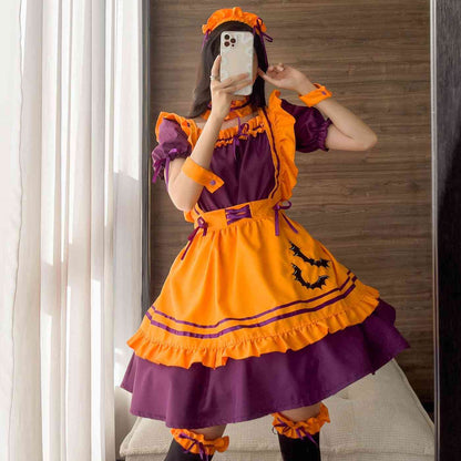 Cozy and spicy pumpkin spice kawaii autumn dress set for DDLG ABDL cutecore outfits, perfect for Halloween parties