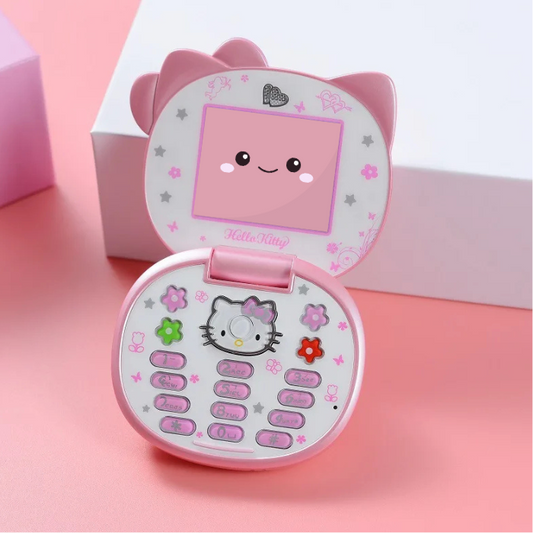 Kawaii Retro Pop Flip Phone in pastel colors, compact vintage-inspired collectible for kawaii lovers