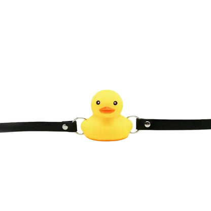 Kawaii Rubber Ducky Choker Gag, kinky fetish play, soft girl DDLG accessory, adjustable and playful