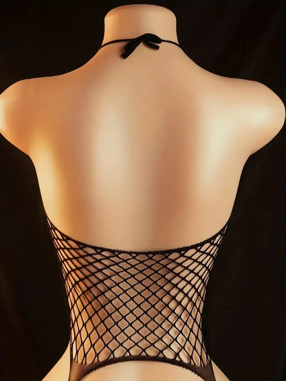 Kawaii Sexy Rhinestone Baby Doll Bodysuit with off-shoulder long sleeves