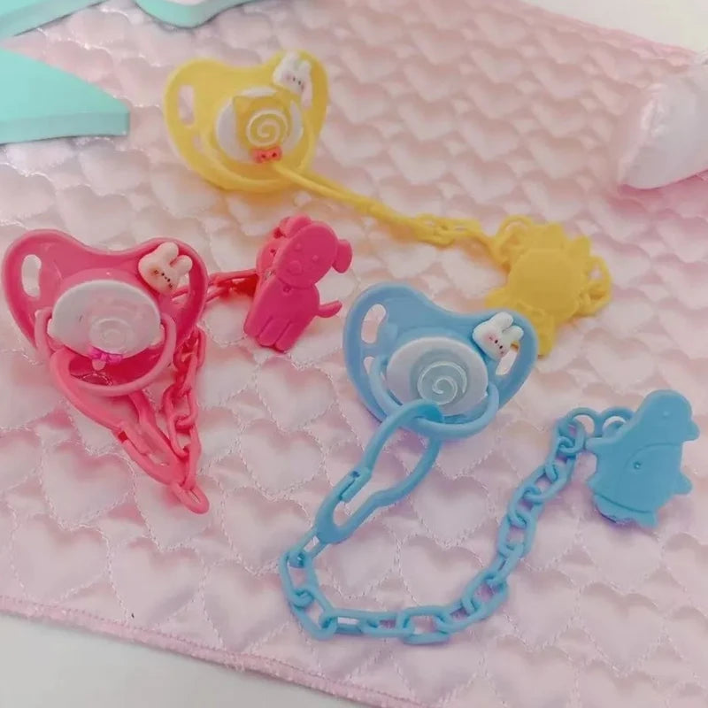 Front view of Kawaii Sugar On Top Pacifier with mini animals, clip included, perfect for soft girl/DDLG vibes