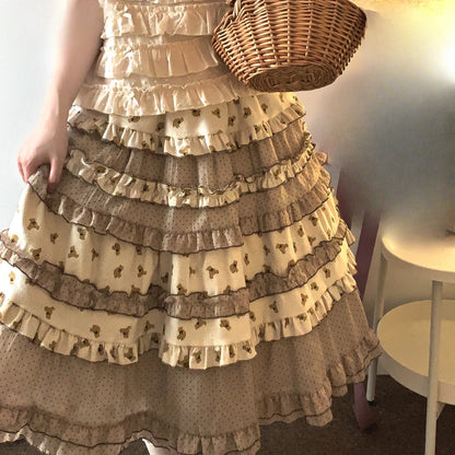 Comfortable and cute teddy bear midi skirt for DDLG, kawaii, and pastel aesthetic styling