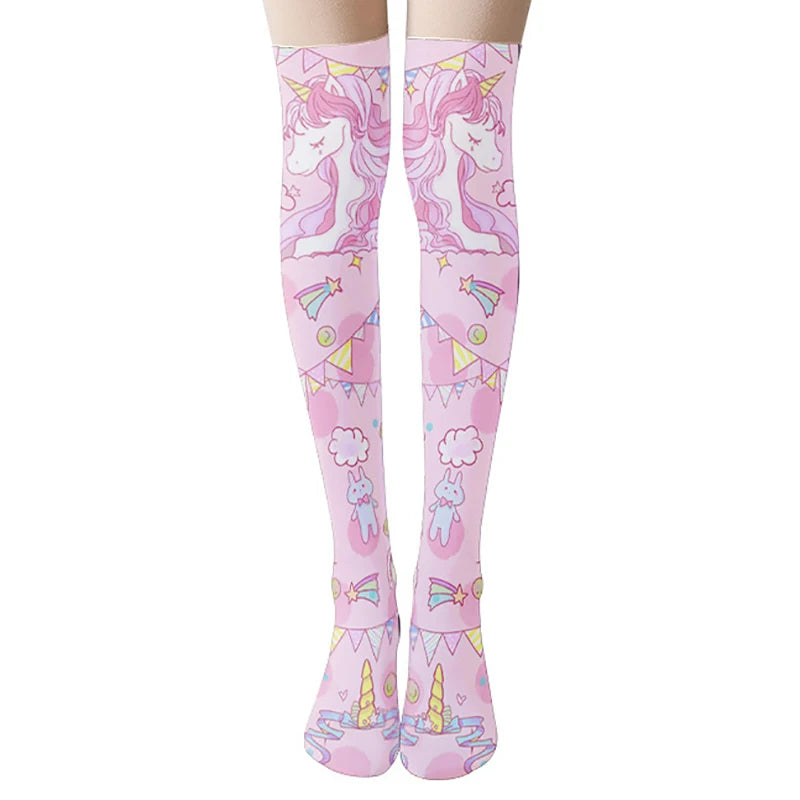 Kawaii unicorn stockings with rainbow stars pastel cutecore DDLG