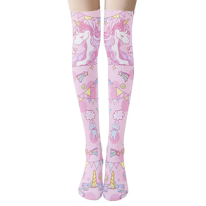 Kawaii unicorn stockings with rainbow stars pastel cutecore DDLG