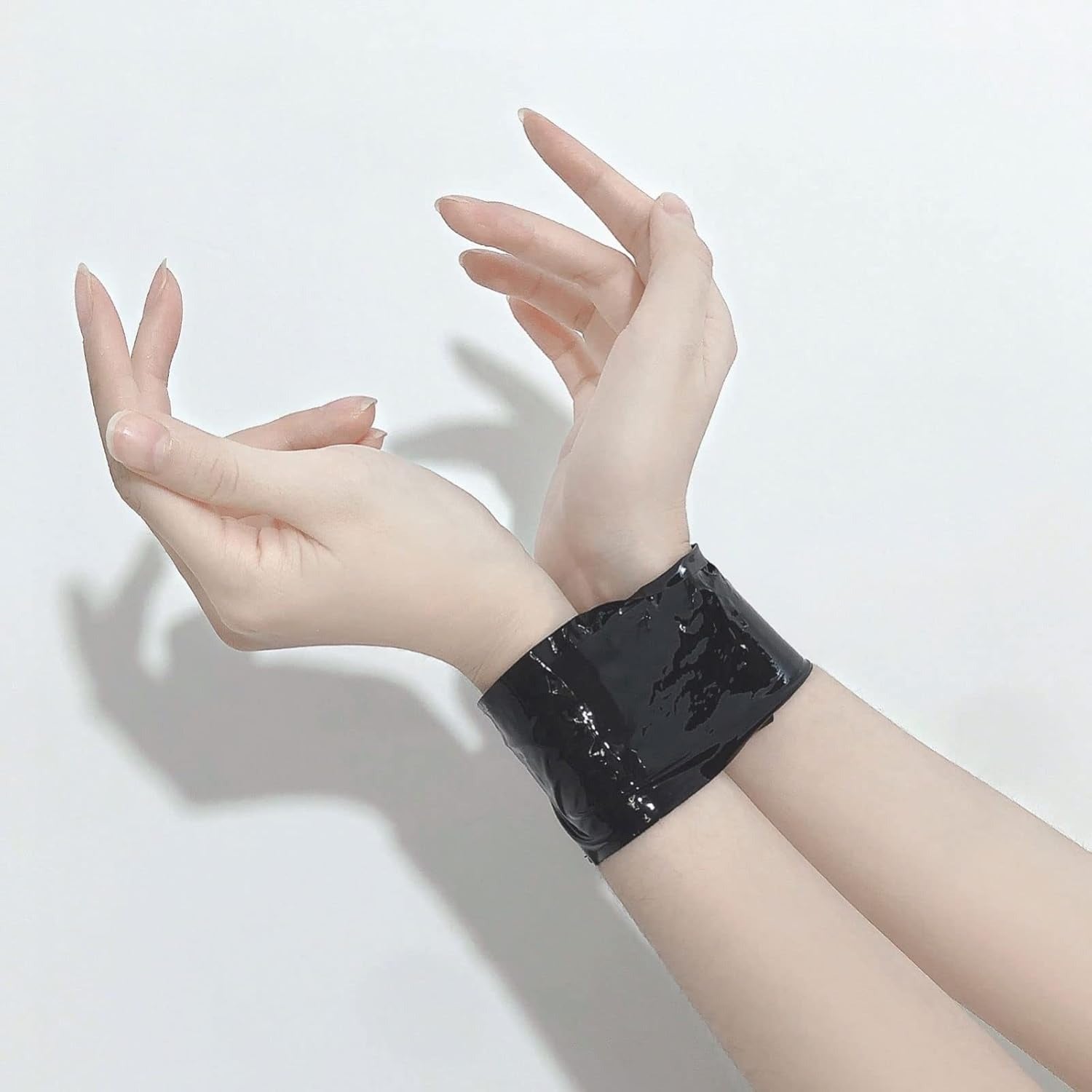 Model wearing black Kinky Duct Tape, edgy cutecore DDLG playful teasing and flirty vibes