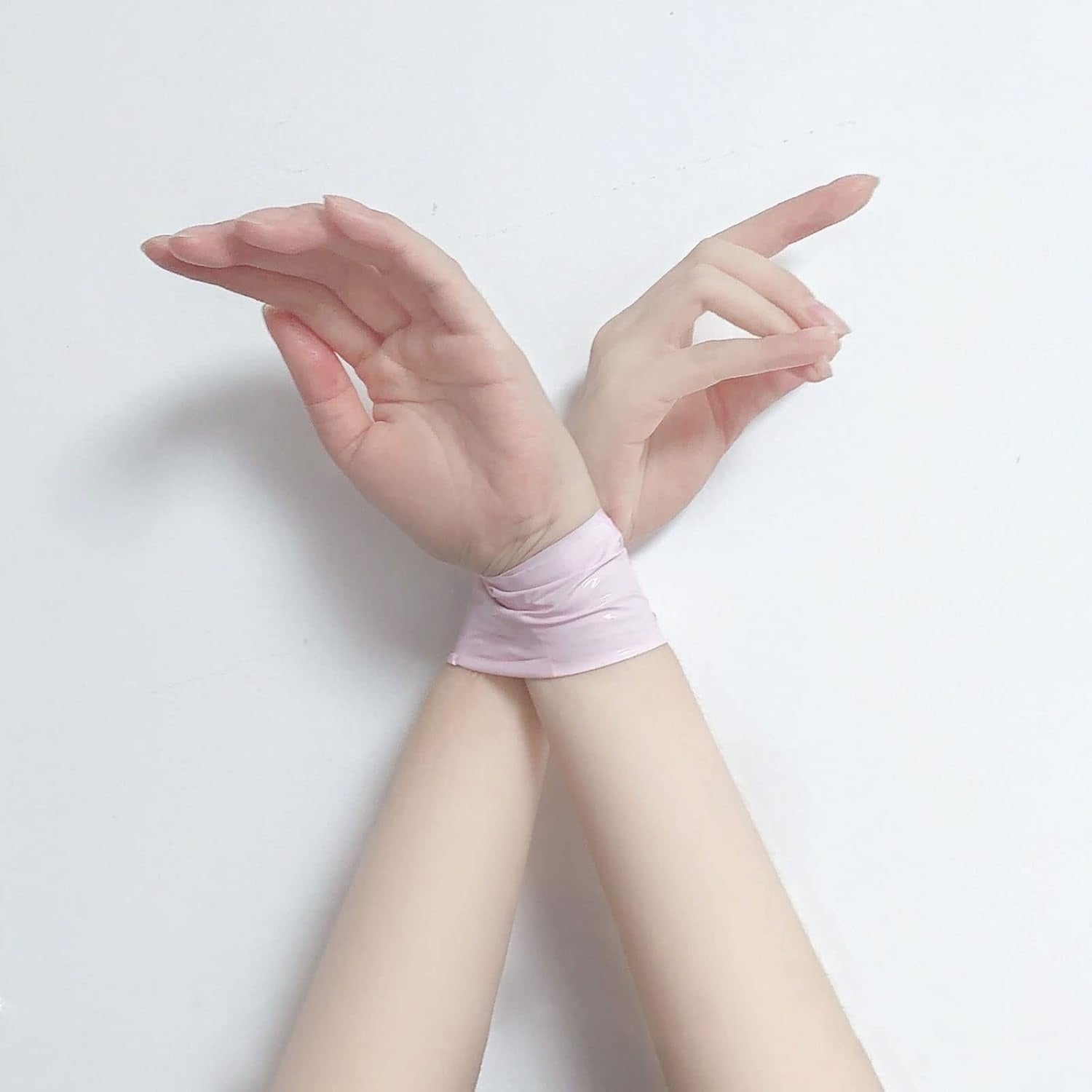 Model wearing pink Kinky Duct Tape, flirty cutecore DDLG playful teasing and kawaii vibes