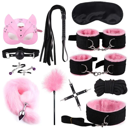 Pink & Black 12-Piece Kinky Play Set, DDLG sexy roleplay, flirty and bold vibes