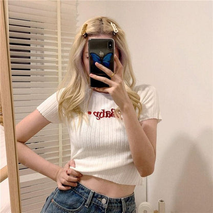 Classic white baby tee, DDLG/ABDL cute brat energy, soft kawaii style