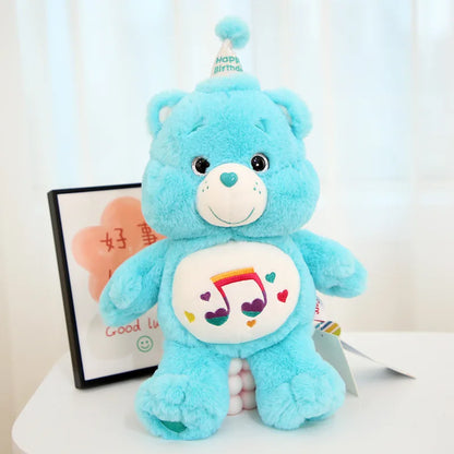Light blue Party Hat Rainbow Teddy plush bear featuring birthday hat and kawaii style