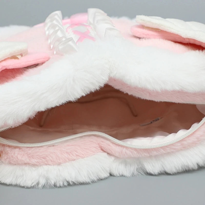 Little aesthetic heavenly angel wings plush backpack for lolita, kawaii, and soft girl pastel outfits