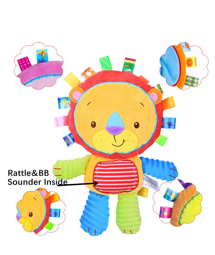 Adorable pastel lion plush rattle for cozy cutecore play and DDLG ABDL fun