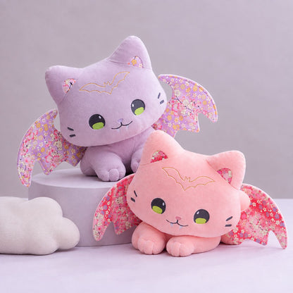 Little Kawaii Bat Kitty plush held in hand, DDLGirl dreamy space decor