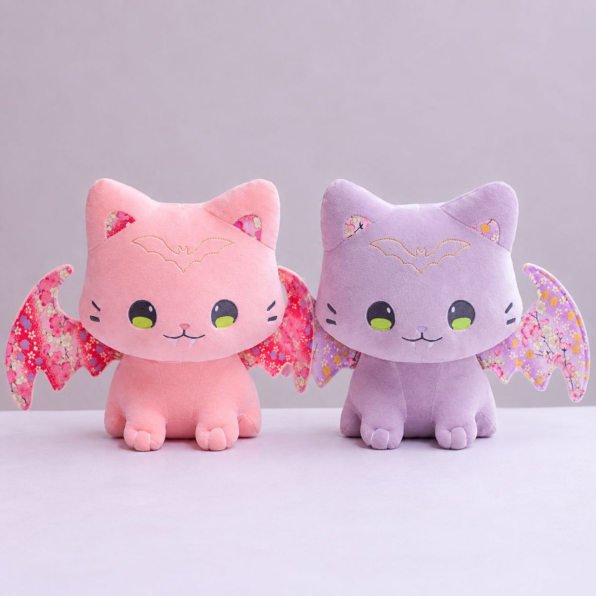 Soft velvety plush fabric texture detail on kawaii bat kitty plush