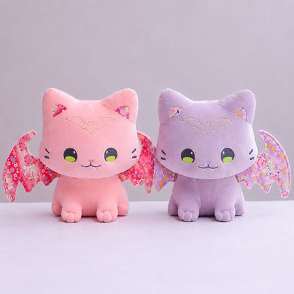 Soft velvety plush fabric texture detail on kawaii bat kitty plush