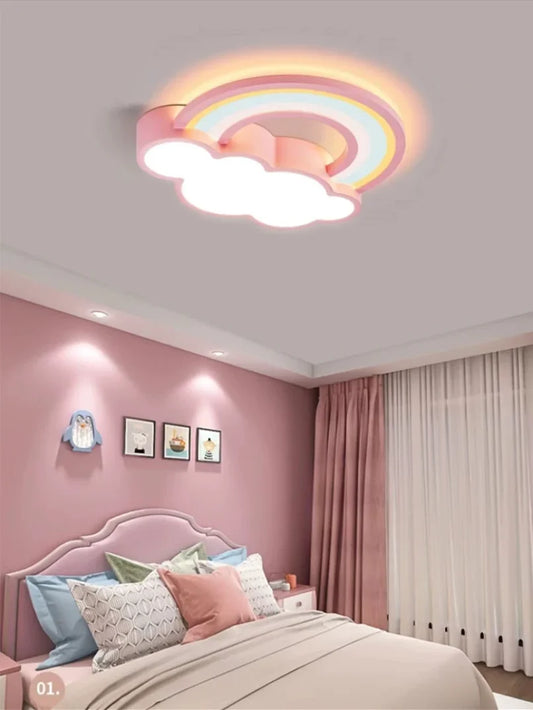 little space rainbow and cloud ceiling light pink pastel cute cozy ddlg abdl room decor