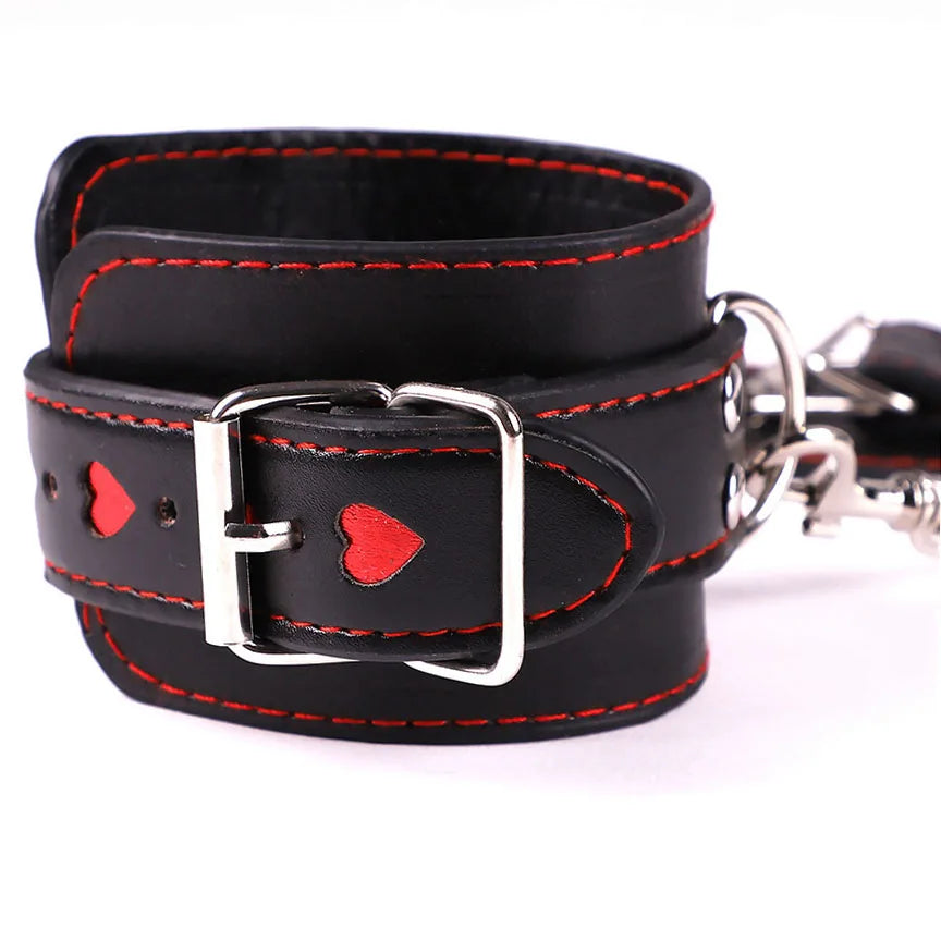 Love Chain black feet cuffs with red hearts for DDLG, flirty cutebaddie aesthetic, and playful roleplay