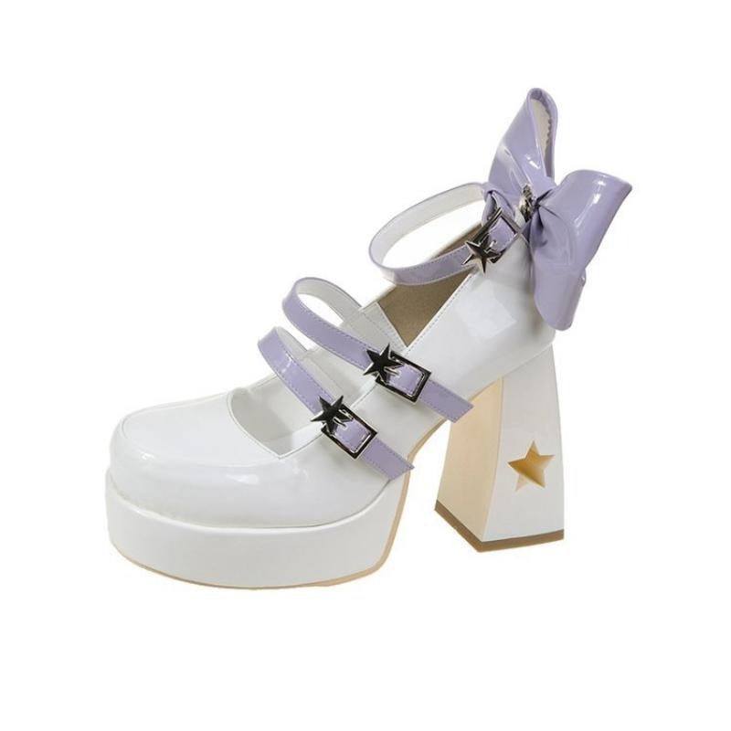 Luna Moonlight Magic platform heels with pastel ribbons, cutecore aesthetic for DDLG and ABDL vibes
