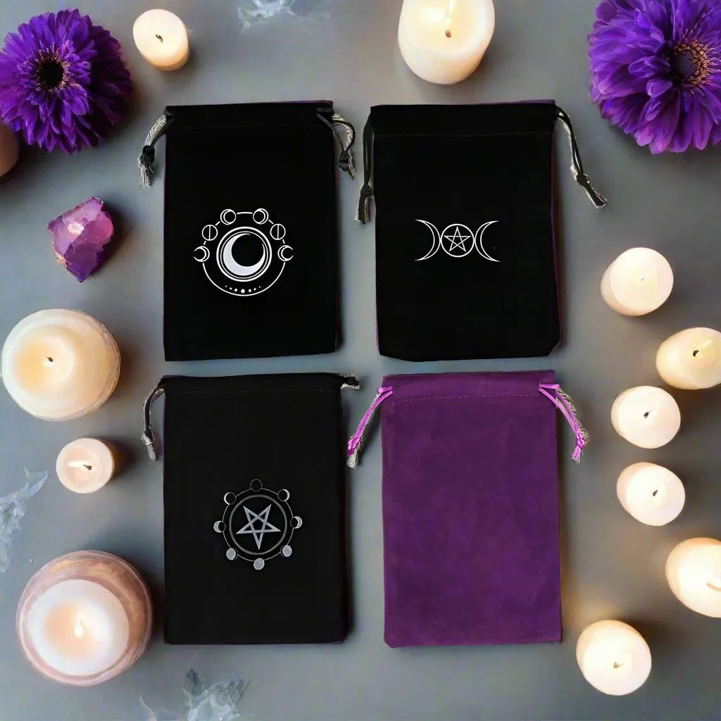 Sacred geometry Lunar Veil deck pouch for ABDL tarot and oracle card protection