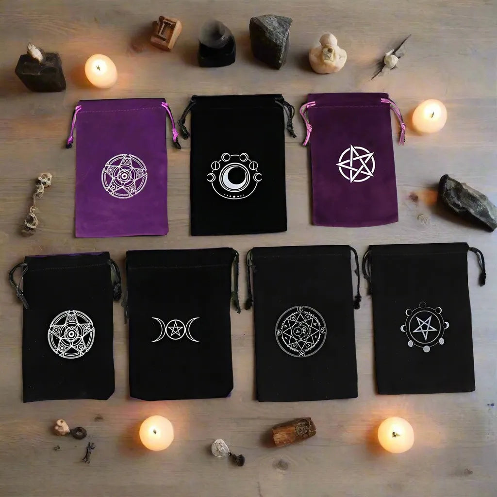 Lunar Veil pouch featuring moon and star designs for ABDL DDLG cute tarot card storage
