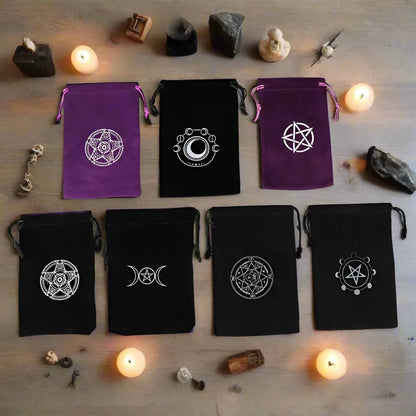 Lunar Veil pouch featuring moon and star designs for ABDL DDLG cute tarot card storage