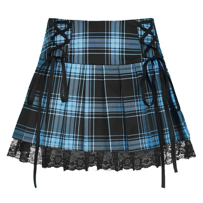 Blue Lunar Veins pleated skirt, dreamy cutecore brat style, flirty & comfy for little space play