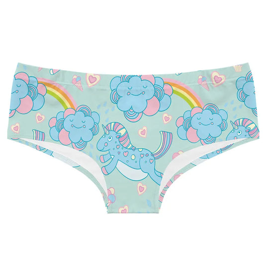 Pastel rainbow unicorn cloud panties with soft stretchy fabric for kawaii DDLG ABDL vibes