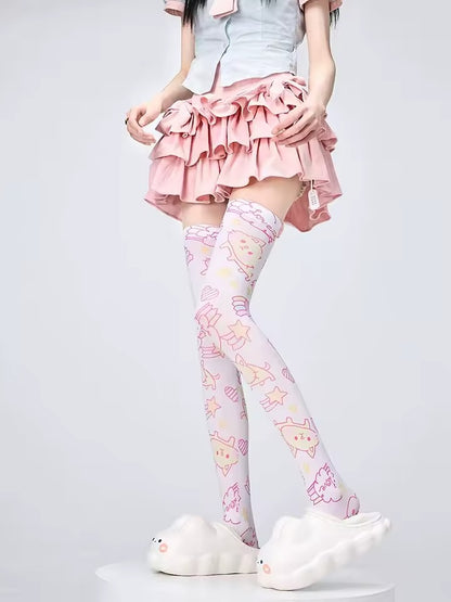 Magic Kitty Stockings with pastel accents for kawaii cutecore ABDL DDLG fashion