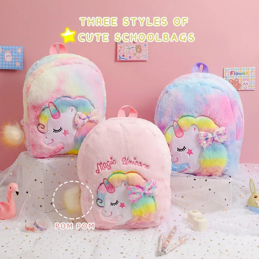 Cotton candy unicorn backpack 3-pack cozy kawaii babycore style