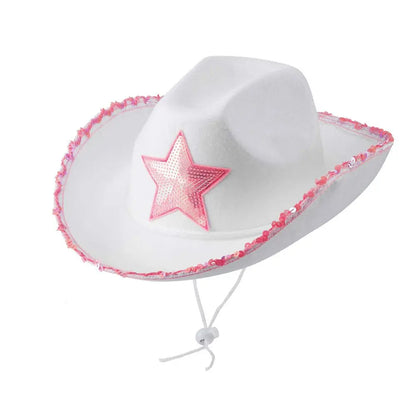 Magical Shooting Star Cowgirl Hat ABDL/soft girl-friendly with pink star and celestial-inspired vibes