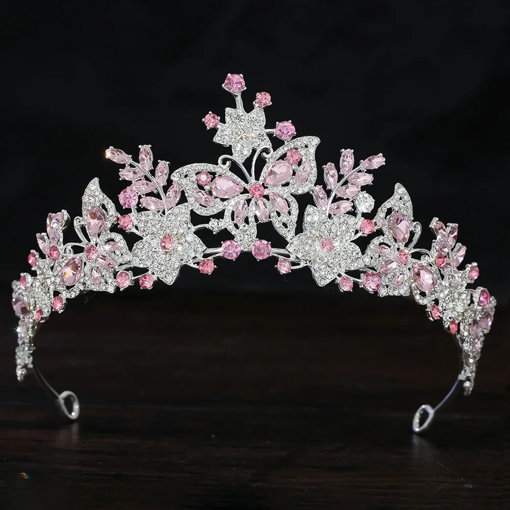 Majestic Tiny Pink and Silver Crown Kawaii Princess Tiara for pastel aesthetic cosplay