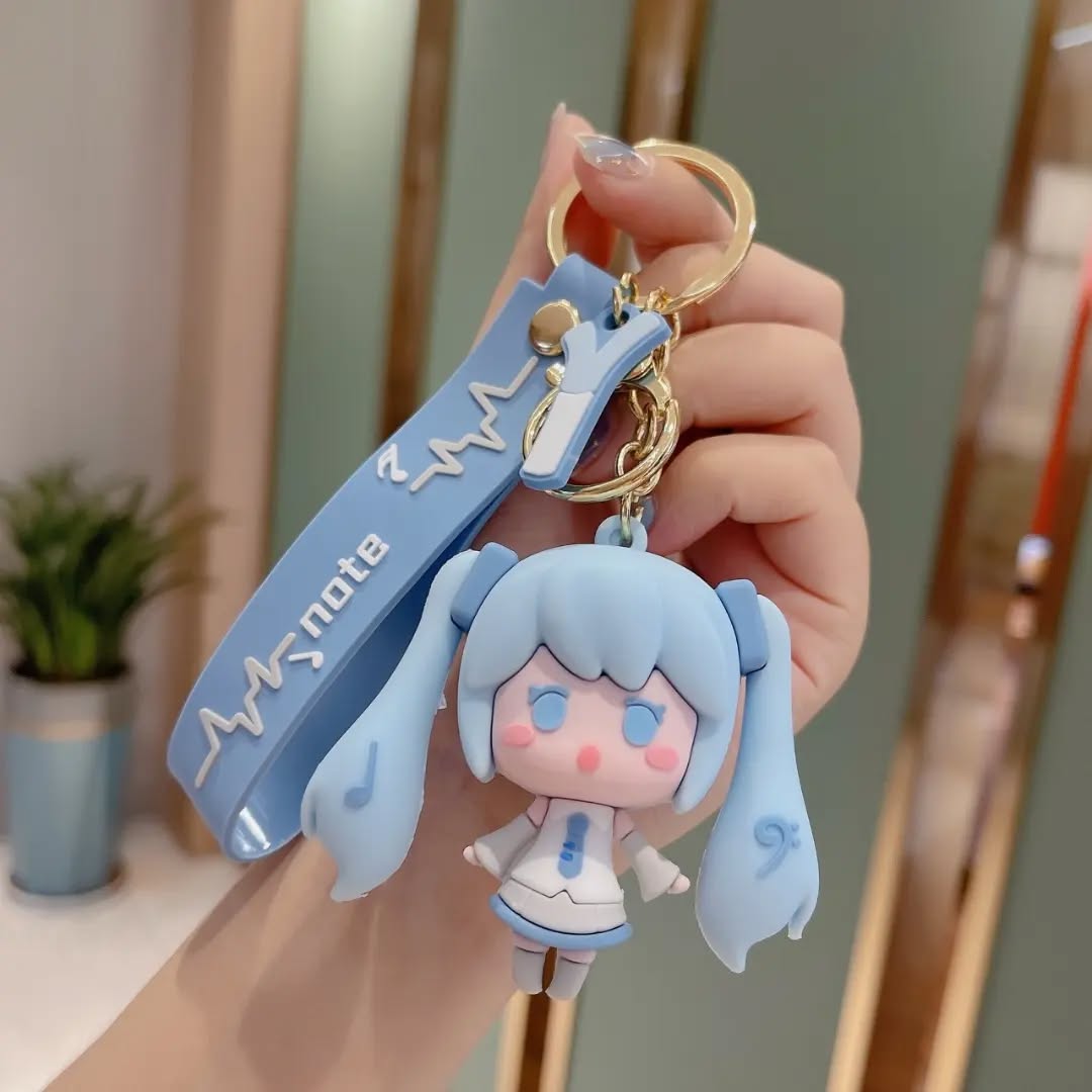 Music Lover Kawaii Charm in blue, cute music-themed accessory for bags, keys, or bracelets