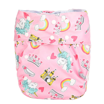 Mystic Princess Kingdom ABDL DDLG diaper with pastel unicorns, castles, crowns, and dreamy kawaii cutecore print