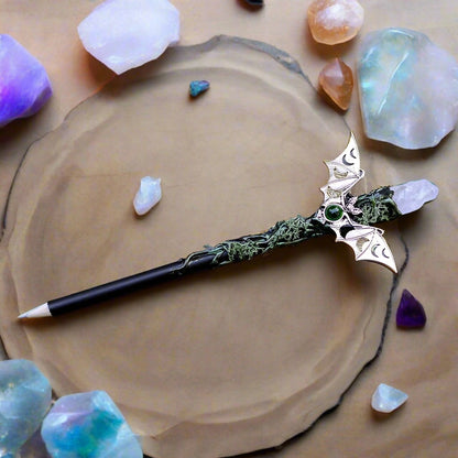 Mystic Quartz Ritual Wand with raw quartz and amethyst, witch-approved for spellwork, focus, and magical rituals