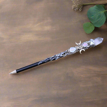 One-of-a-kind Mystic Quartz Ritual Wand with natural quartz and amethyst, ideal for spells, protection, and altar use