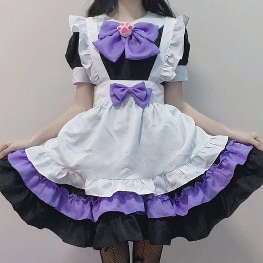 Neko on Duty Maid Dress Set with cat paw accents, kawaii cosplay and DDLG cutecore outfit