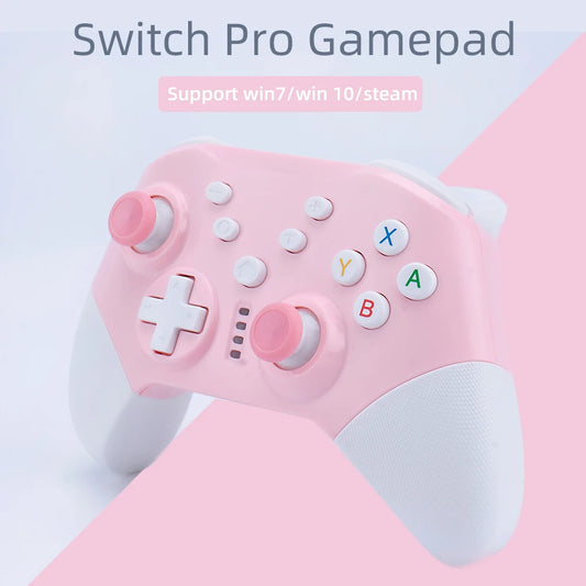 Next-Level Princess Dual Vibe Controller in pink with wireless design for Switch, PC, and Android gaming