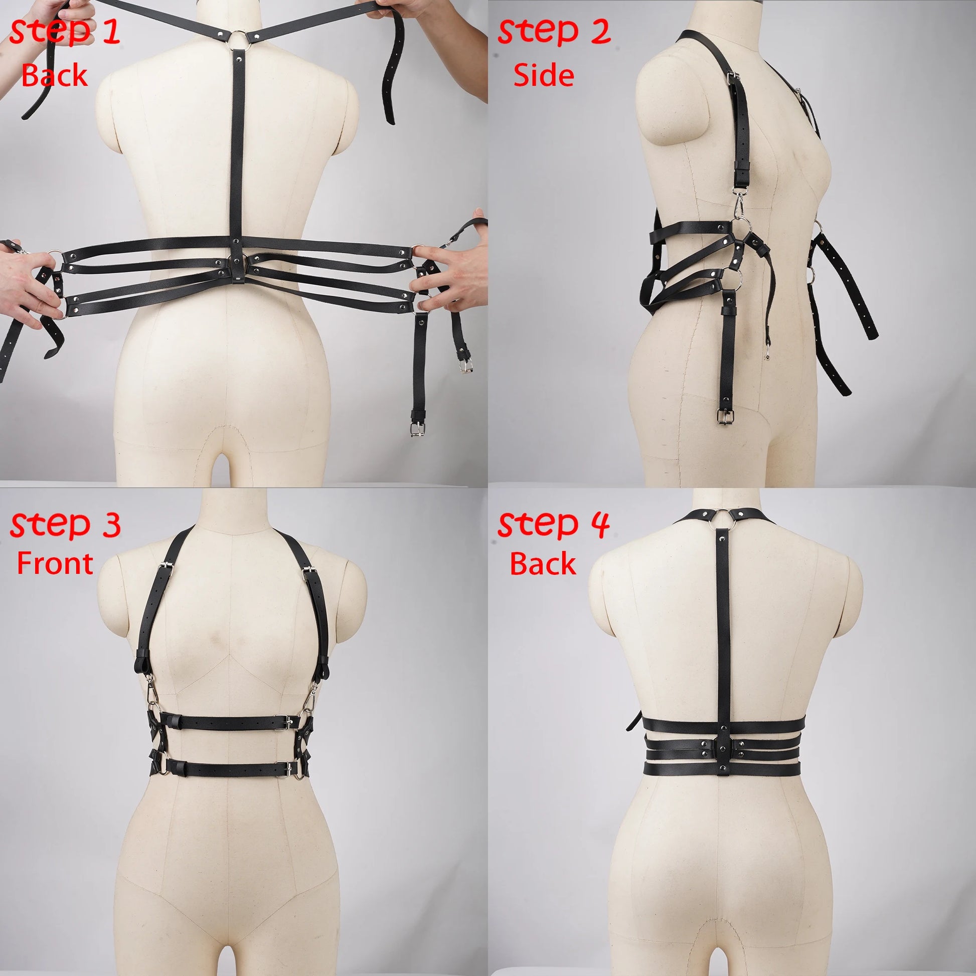 High-quality vegan leather harness with customizable fit, made for cutecore and little space fashion