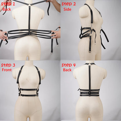 High-quality vegan leather harness with customizable fit, made for cutecore and little space fashion