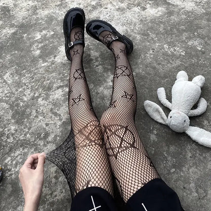 occult pentacle mesh leggings softcore gothic ddlg abdl edgy mystical fashion