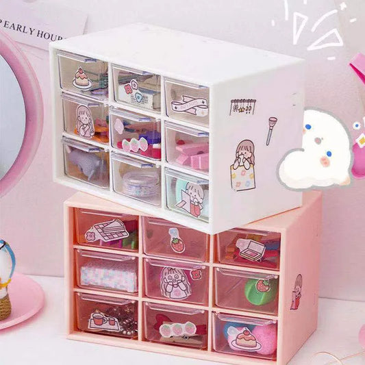 Pastel desk organizer with 9 slots for kawaii jewelry, DDLG/ABDL accessories, and cute desk storage ✨
