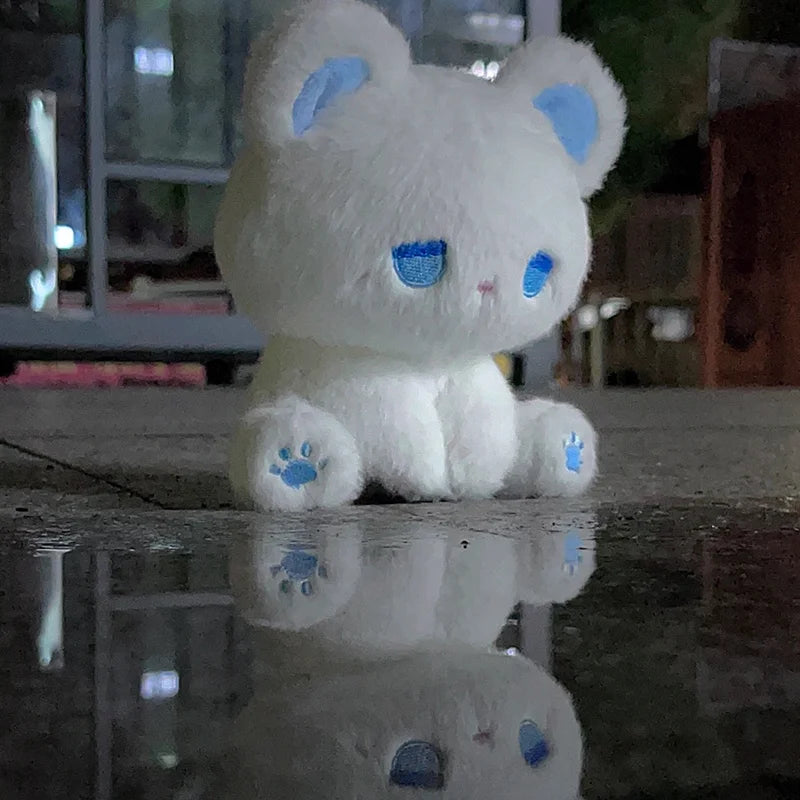White pastel emo teddy plush, kawaii soft bear for ABDL littlespace snuggles