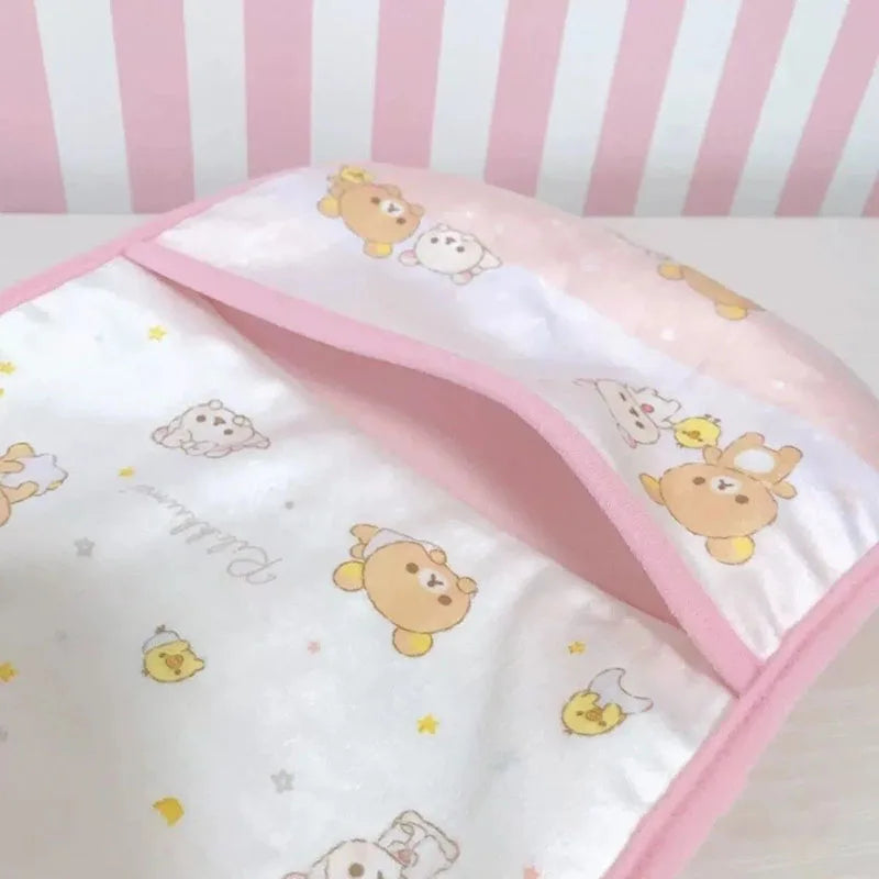 Pastel kawaii bear storage pouch wall organizer perfect for accessories, toys, and cute room decor