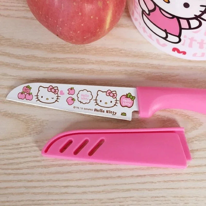 Pastel pink Kitty Cutie peel & slice duo for kawaii ABDL & DDLG kitchen style