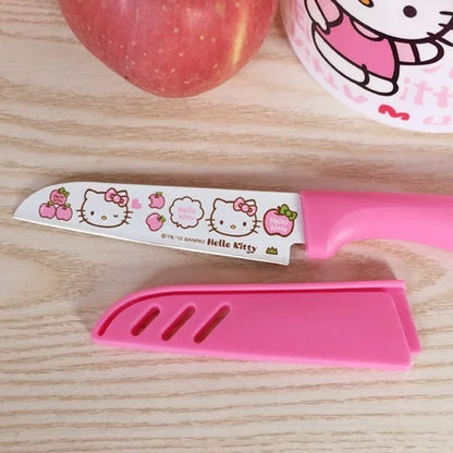 Pastel pink Kitty Cutie peel & slice duo for kawaii ABDL & DDLG kitchen style