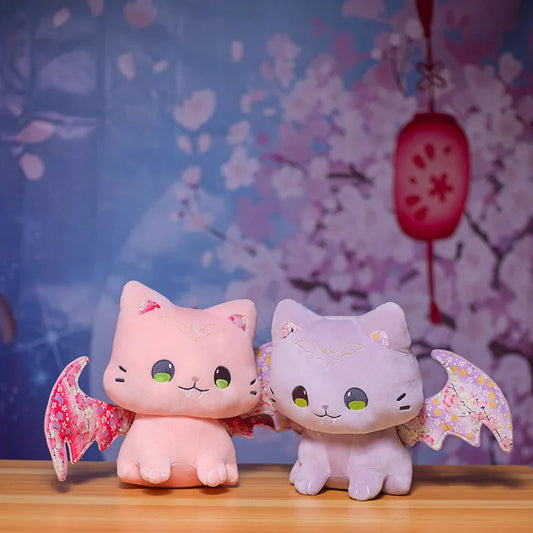 Pastel Nocturnal Kitty Plush with kawaii bat-cat wings, soft and huggable