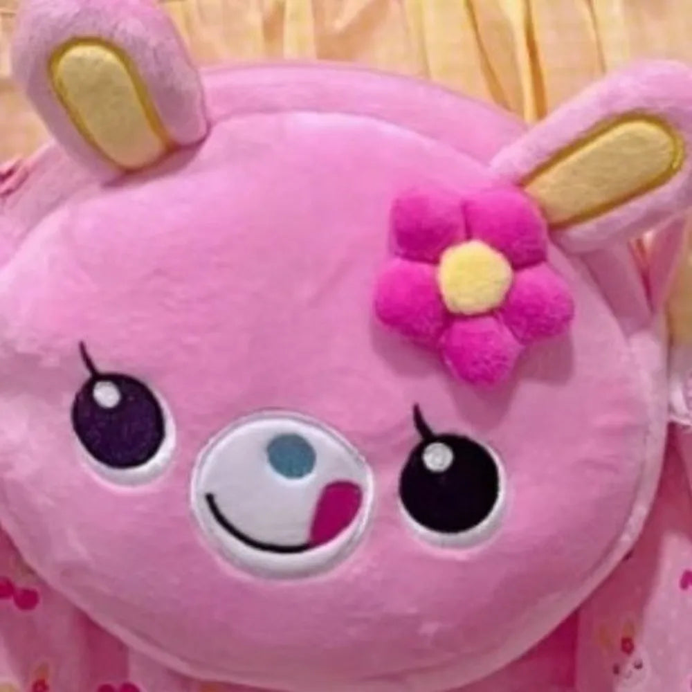 Pastel pink bunny plush bag perfect for ABDL, kawaii, and girly cutecore style